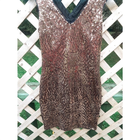 2xHP - bebe Bronze Sequin Mini Dress - Picture 6 of 8